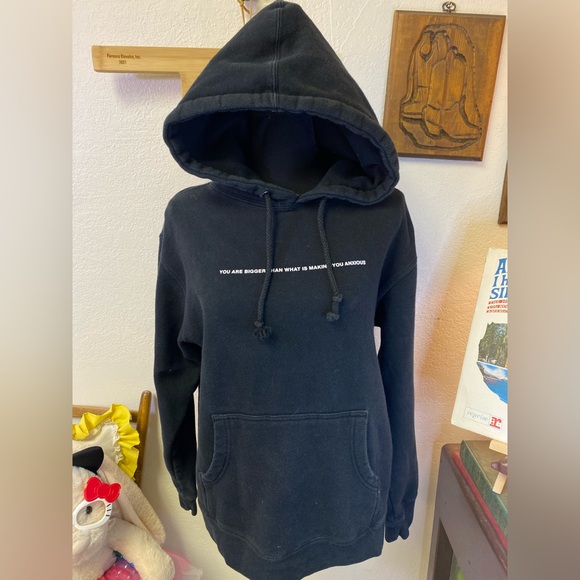 Inside We’re All The Same Your Anxiety Is Lying To You! Black Hoodie Size SMALL - Picture 2 of 13